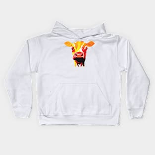 Colourful Cow on Yellow Kids Hoodie